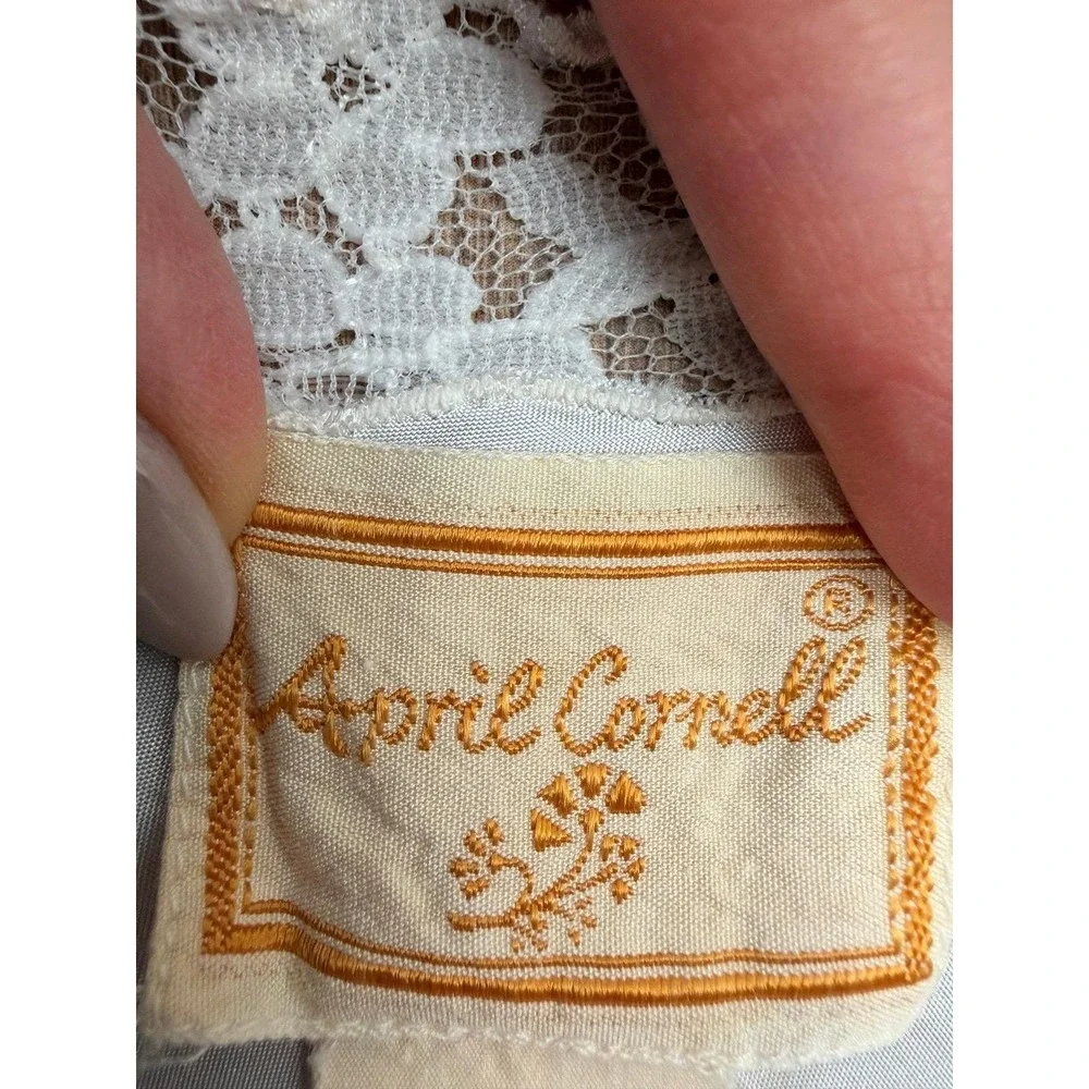 April Cornell White Lace Slip Dress Boho‎ Cottagecore Midi Adjustable Straps S
